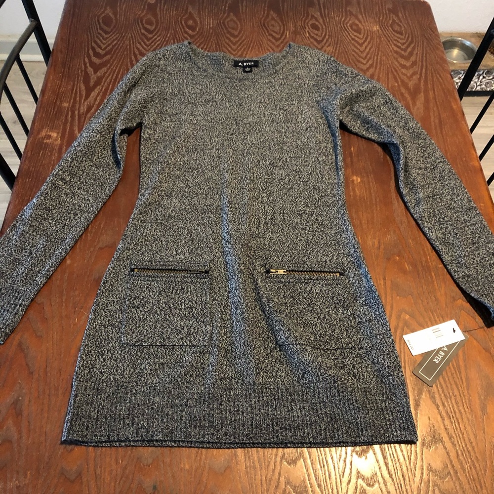 Grey formfitting sweater dress